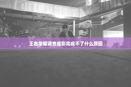 王者荣耀调查虚影完成不了什么原因