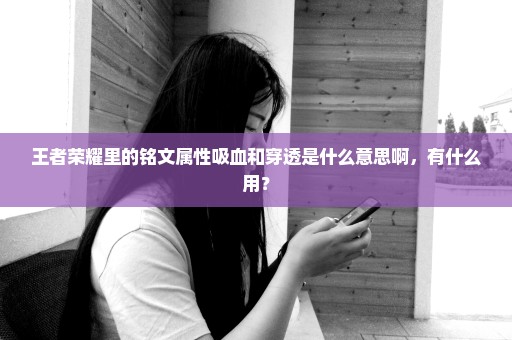 王者荣耀里的铭文属性吸血和穿透是什么意思啊，有什么用？