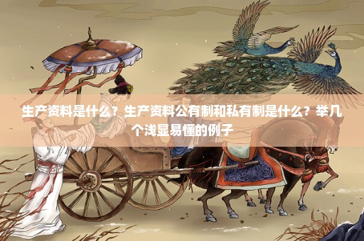 生产资料是什么？生产资料公有制和私有制是什么？举几个浅显易懂的例子