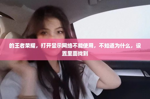 的王者荣耀，打开显示网络不能使用，不知道为什么，设置里面找到