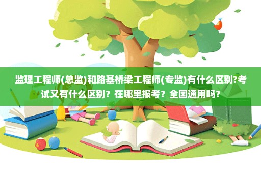 监理工程师(总监)和路基桥梁工程师(专监)有什么区别?考试又有什么区别？在哪里报考？全国通用吗？