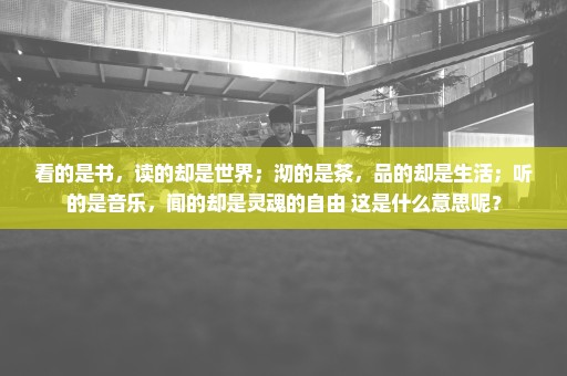 看的是书，读的却是世界；沏的是茶，品的却是生活；听的是音乐，闻的却是灵魂的自由 这是什么意思呢？
