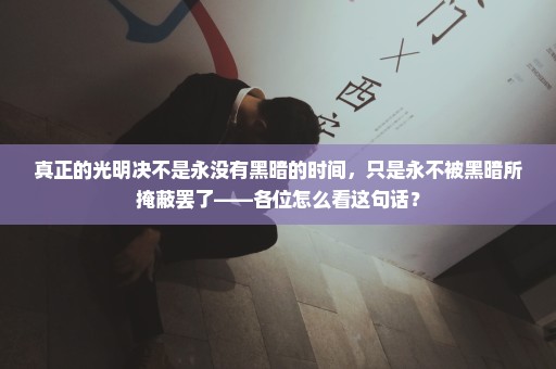 真正的光明决不是永没有黑暗的时间，只是永不被黑暗所掩蔽罢了——各位怎么看这句话？
