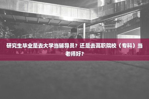 研究生毕业是去大学当辅导员？还是去高职院校（专科）当老师好？