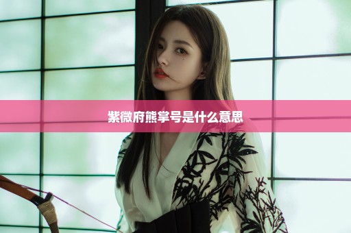 紫微府熊掌号是什么意思