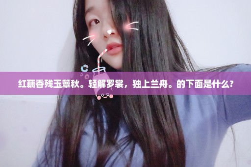 红藕香残玉簟秋。轻解罗裳，独上兰舟。的下面是什么?