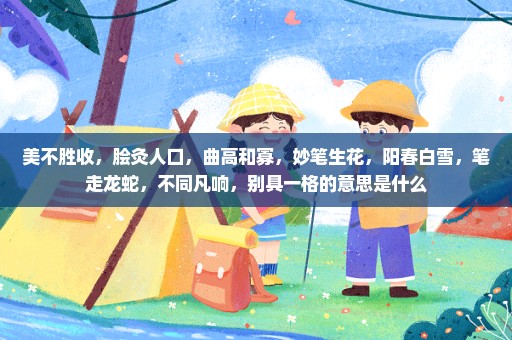 美不胜收，脍灸人口，曲高和寡，妙笔生花，阳春白雪，笔走龙蛇，不同凡响，别具一格的意思是什么