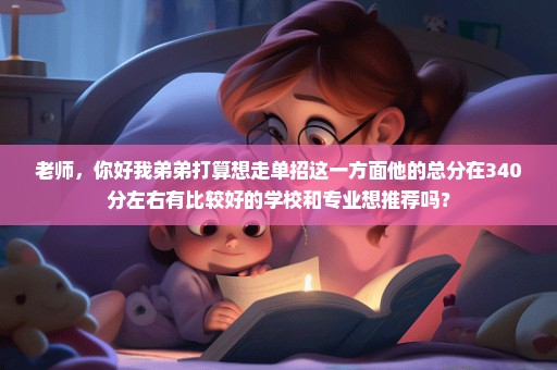老师，你好我弟弟打算想走单招这一方面他的总分在340分左右有比较好的学校和专业想推荐吗？