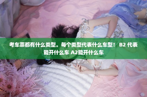 考车票都有什么类型。每个类型代表什么车型！ B2 代表能开什么车 A2能开什么车
