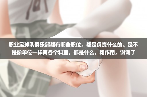 职业足球队俱乐部都有哪些职位。都是负责什么的。是不是像单位一样有各个科室，都是什么，和作用，谢谢了