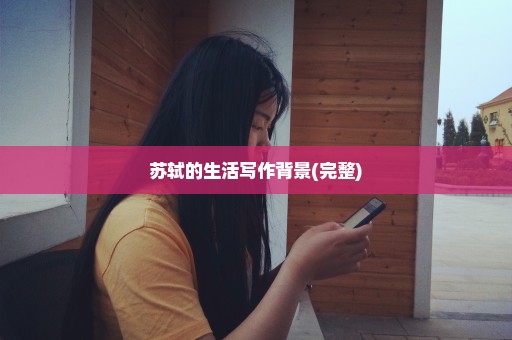 苏轼的生活写作背景(完整)