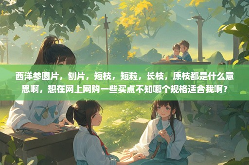 西洋参圆片，刨片，短枝，短粒，长枝，原枝都是什么意思啊，想在网上网购一些买点不知哪个规格适合我啊？