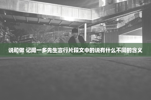 说和做 记闻一多先生言行片段文中的说有什么不同的含义