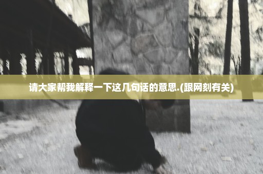 请大家帮我解释一下这几句话的意思.(跟网刻有关)