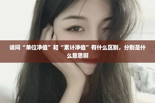 请问“单位净值”和“累计净值”有什么区别，分别是什么意思啊