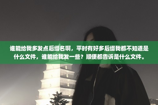 谁能给我多发点后缀名啊，平时有好多后缀我都不知道是什么文件，谁能给我发一些？顺便都告诉是什么文件。