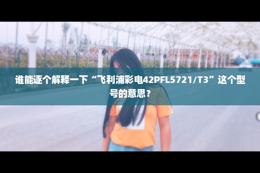 谁能逐个解释一下“飞利浦彩电42PFL5721/T3”这个型号的意思？