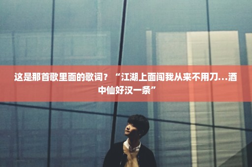 这是那首歌里面的歌词？“江湖上面闯我从来不用刀…酒中仙好汉一条”