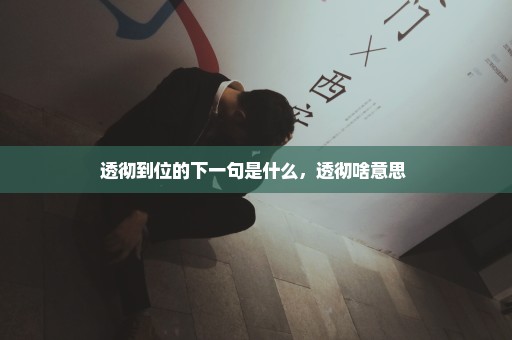 透彻到位的下一句是什么，透彻啥意思 