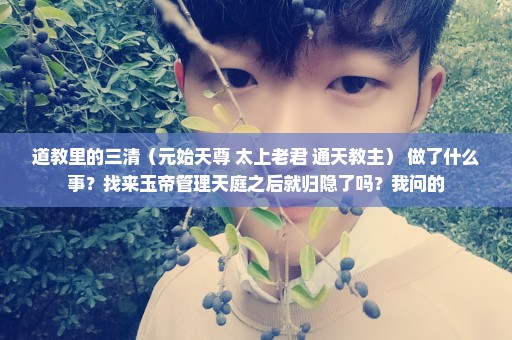 道教里的三清（元始天尊 太上老君 通天教主） 做了什么事？找来玉帝管理天庭之后就归隐了吗？我问的