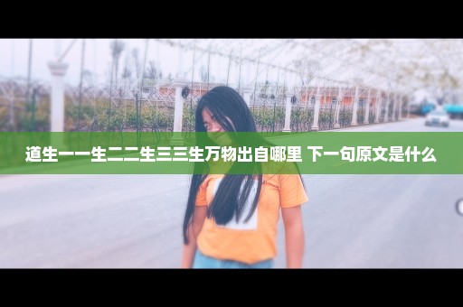 道生一一生二二生三三生万物出自哪里 下一句原文是什么