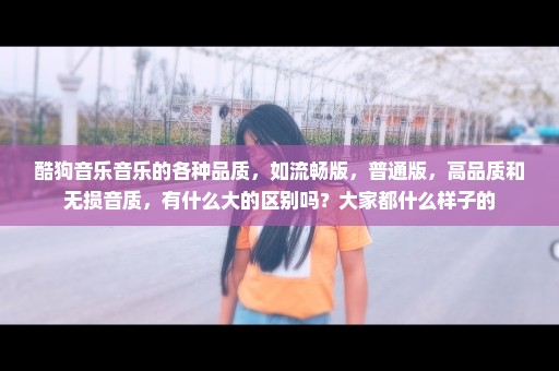 酷狗音乐音乐的各种品质，如流畅版，普通版，高品质和无损音质，有什么大的区别吗？大家都什么样子的