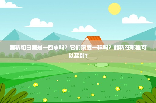 醋精和白醋是一回事吗？它们浓度一样吗？醋精在哪里可以买到？