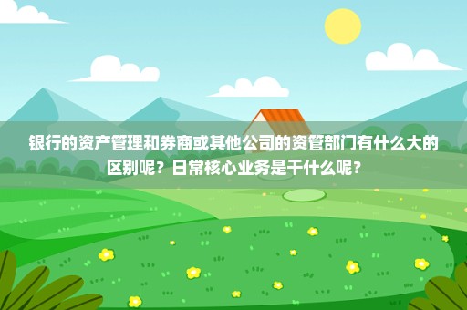银行的资产管理和券商或其他公司的资管部门有什么大的区别呢？日常核心业务是干什么呢？