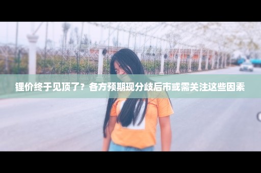 锂价终于见顶了？各方预期现分歧后市或需关注这些因素
