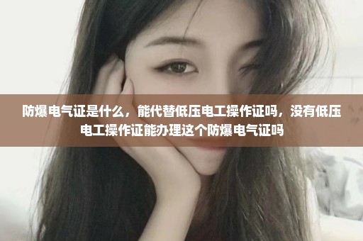 防爆电气证是什么，能代替低压电工操作证吗，没有低压电工操作证能办理这个防爆电气证吗
