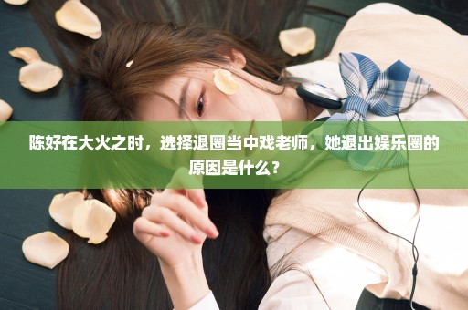 陈好在大火之时，选择退圈当中戏老师，她退出娱乐圈的原因是什么？