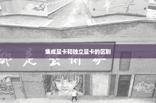 集成显卡和独立显卡的区别