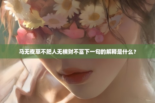 马无夜草不肥人无横财不富下一句的解释是什么？