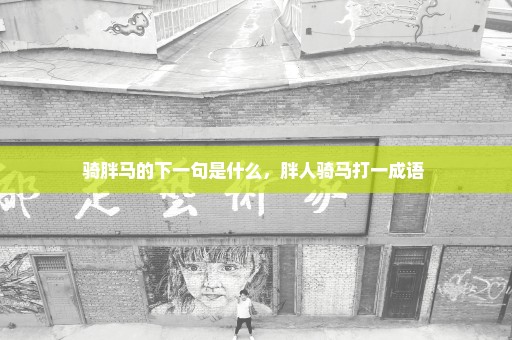 骑胖马的下一句是什么，胖人骑马打一成语 