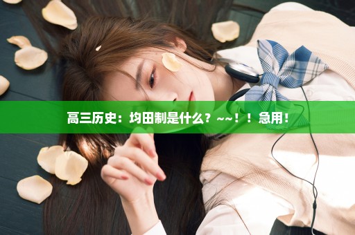 高三历史：均田制是什么？~~！！急用！
