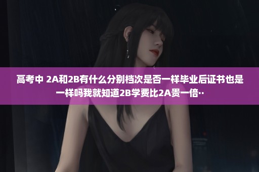高考中 2A和2B有什么分别档次是否一样毕业后证书也是一样吗我就知道2B学费比2A贵一倍··
