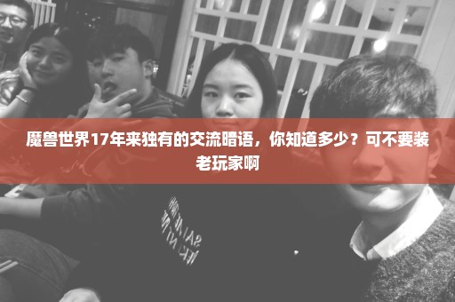 魔兽世界17年来独有的交流暗语，你知道多少？可不要装老玩家啊