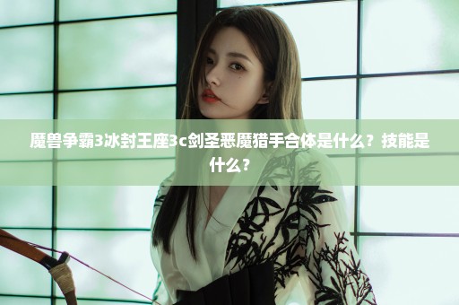 魔兽争霸3冰封王座3c剑圣恶魔猎手合体是什么？技能是什么？