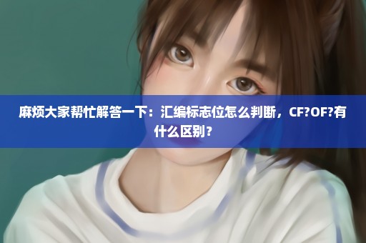 麻烦大家帮忙解答一下：汇编标志位怎么判断，CF?OF?有什么区别？