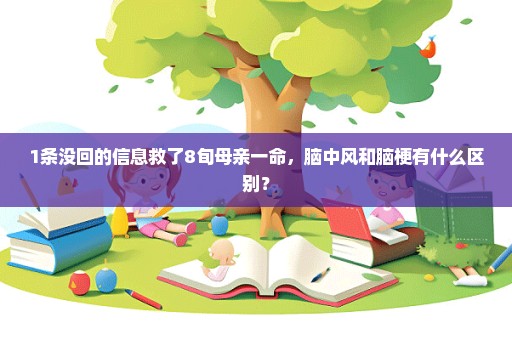 1条没回的信息救了8旬母亲一命，脑中风和脑梗有什么区别？