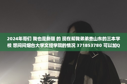 2024年哥们 我也是新疆 的 现在帮我弟弟查山东的三本学校 想问问烟台大学文经学院的情况 371853780 可以加QQ聊么