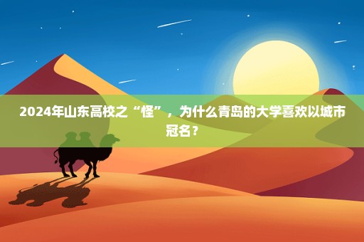 2024年山东高校之“怪”，为什么青岛的大学喜欢以城市冠名？