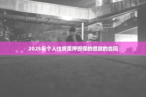 2025年个人住房质押担保的借款的合同