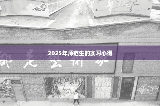 2025年师范生的实习心得