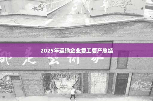 2025年运输企业复工复产总结