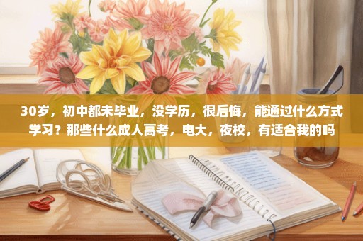 30岁，初中都未毕业，没学历，很后悔，能通过什么方式学习？那些什么成人高考，电大，夜校，有适合我的吗