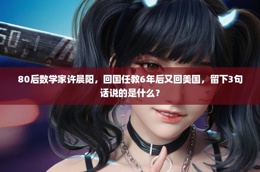 80后数学家许晨阳，回国任教6年后又回美国，留下3句话说的是什么？