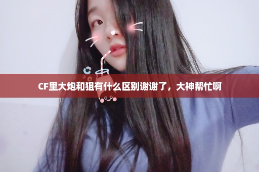 CF里大炮和狙有什么区别谢谢了，大神帮忙啊