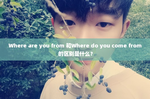 Where are you from 和Where do you come from 的区别是什么？