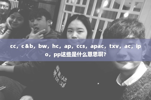 cc，c＆b，bw，hc，ap，ccs，apac，txv，ac，ipo，pp这些是什么意思啊？